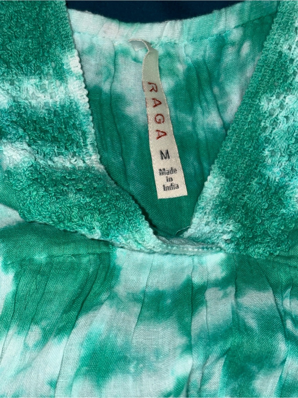 RAGA x Anthropologie Tie-Dye Pintuck Baby Doll Mini Dress Teal Size M MSRP $179 - Picture 4 of 4